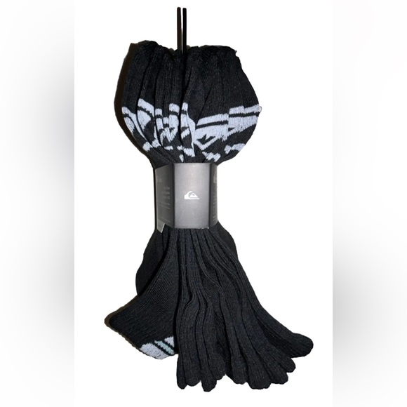 Quicksilver Quarter Socks 5 Pair Men's 6-12 Black Gray w Large Toe Logo Surf NEW - Picture 5 of 11